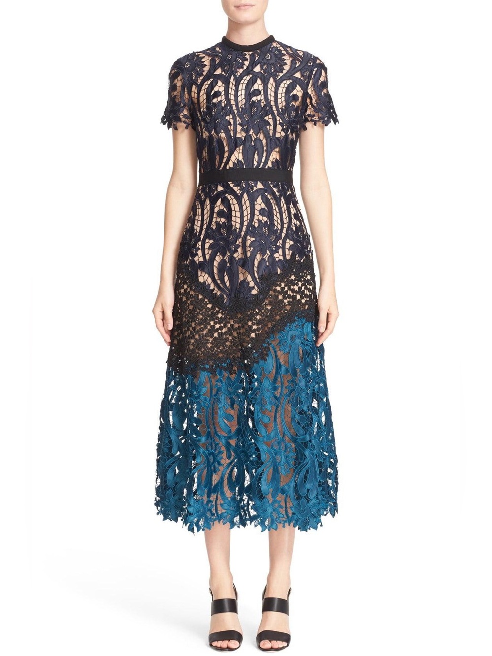 NWOT Self Portrait Prairie Cutwork Guiper Lace Midi Dress - Size 8
